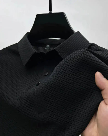 Momount Polo Tricot Waffle Homem – Texturado Manga Curta Casual