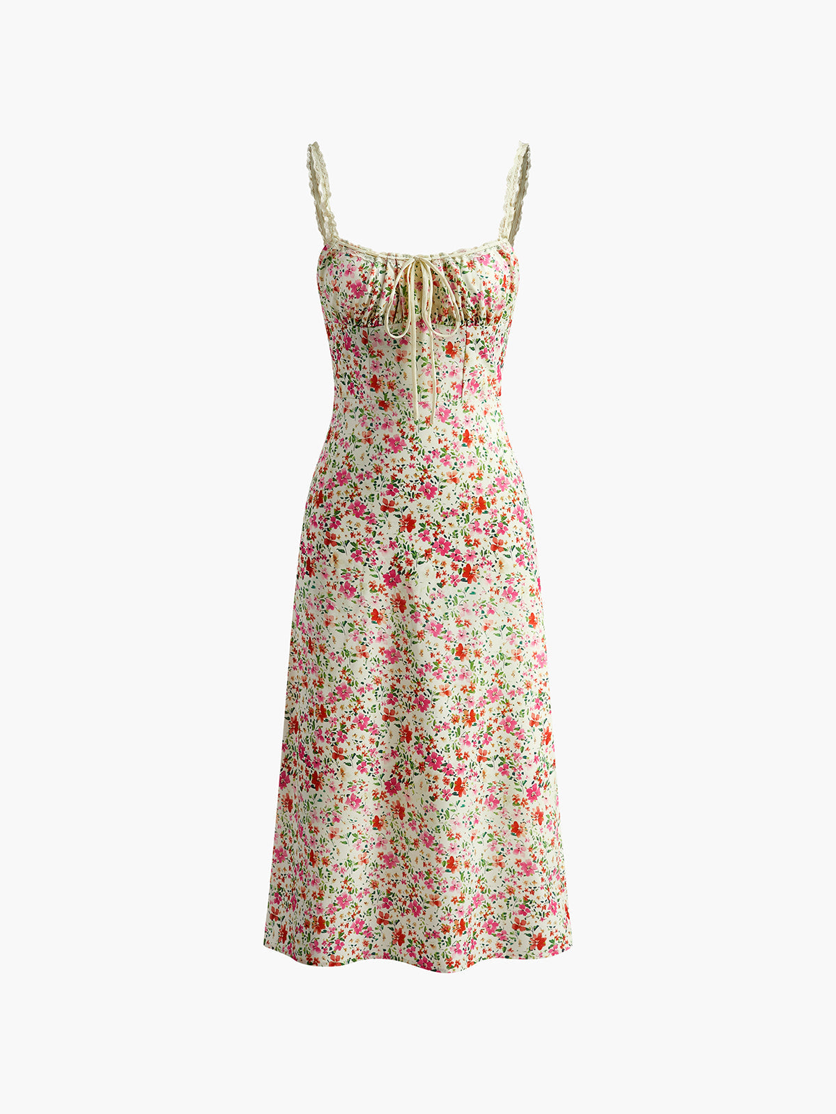 Valentina | Vestido Maxi Floral com Atacadores Decote Coração