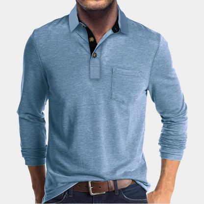 Momount Polo Manga Comprida Homem – Gola Contrastante com Bolso Corte Clássico