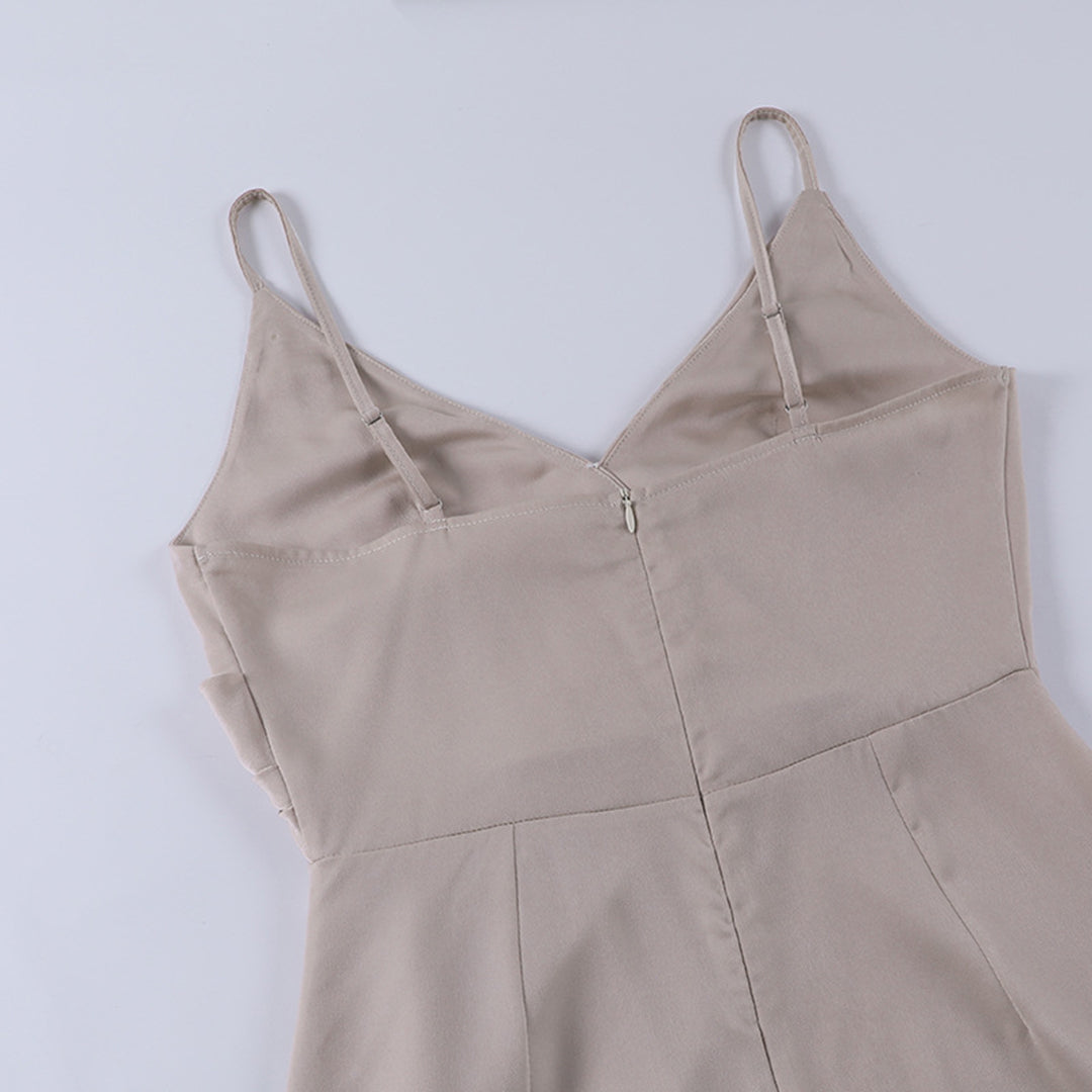 Evangelia | Vestido Maxi Cruzado em Cetim Elegante Decote em V de Verão