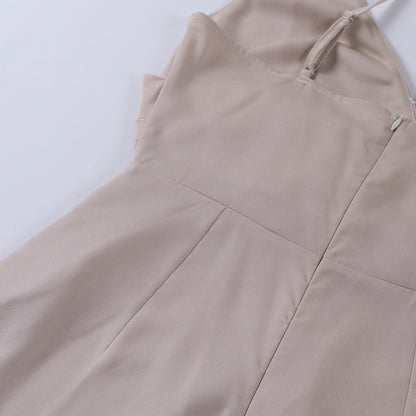Evangelia | Vestido Maxi Cruzado em Cetim Elegante Decote em V de Verão