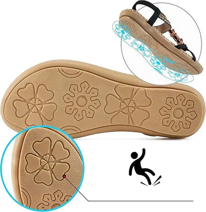Momount Sandálias com Tira Posterior Mulher – Verde Água Boho com Missangas e Strass Rasas