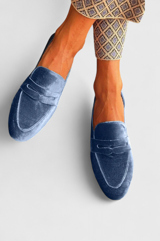 Momount Mulher Mocassins em Veludo – Tira Penny Sem Atacadores Bico Redondo Toque Suave