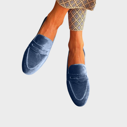 Momount Mulher Mocassins em Veludo – Tira Penny Sem Atacadores Bico Redondo Toque Suave