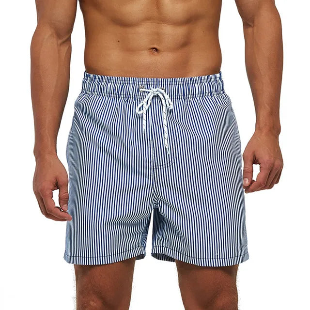 Momount Calções de Banho Homem – Às Riscas Cordão Secagem Rápida Verão Praia
