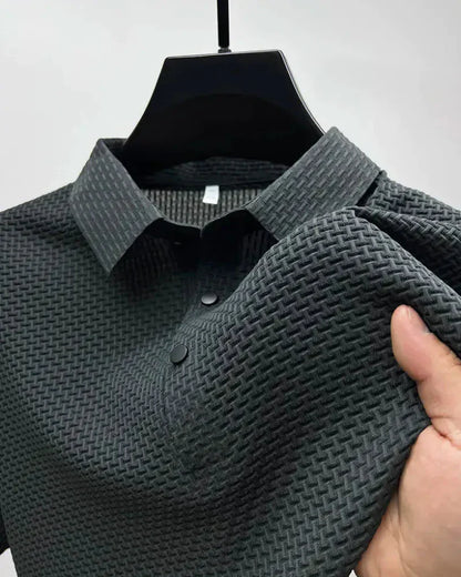 Momount Polo Tricot Waffle Homem – Texturado Manga Curta Casual