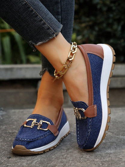 Momount Mulher Mocassins em Camurça – Horsebit Dourado Plataforma sem Atacadores Conforto