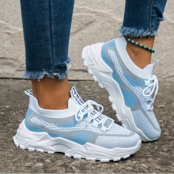 Momount Sapatilhas Chunky Mulher – Mesh Com Atacadores Plataforma Color-Block Estilo Dad