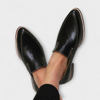 Momount Mulher Mocassins de Bico Fino – Pele sem Atacadores Raso Macio Minimalista
