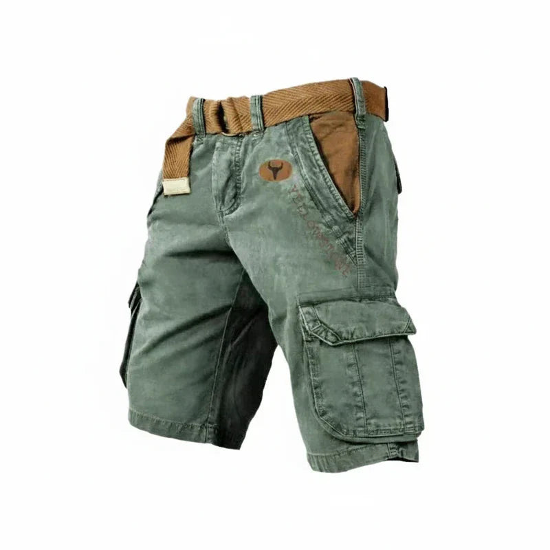 Momount Calções Cargo de Homem – Algodão Lavado com Cinto Comprimento ao Joelho para Exterior