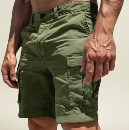 Momount Calções Cargo de Homem – Slim Fit Fecho de Botão Bolso de Aba em Algodão