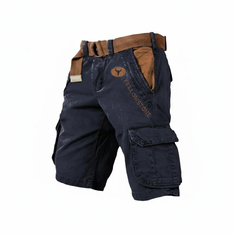 Momount Calções Cargo de Homem – Algodão Lavado com Cinto Comprimento ao Joelho para Exterior