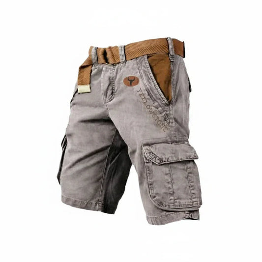 Momount Calções Cargo de Homem – Algodão Lavado com Cinto Comprimento ao Joelho para Exterior