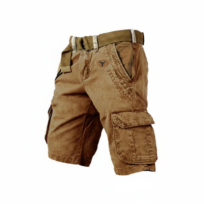 Momount Calções Cargo de Homem – Algodão Lavado com Cinto Comprimento ao Joelho para Exterior