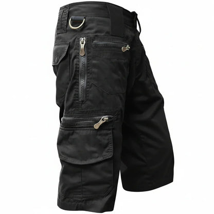 Momount Calções Cargo de Homem – Multi-Bolsos com Fecho-Éclair Argola D Comprimento ao Joelho Tático