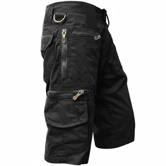 Momount Calções Cargo de Homem – Multi-Bolsos com Fecho-Éclair Argola D Comprimento ao Joelho Tático