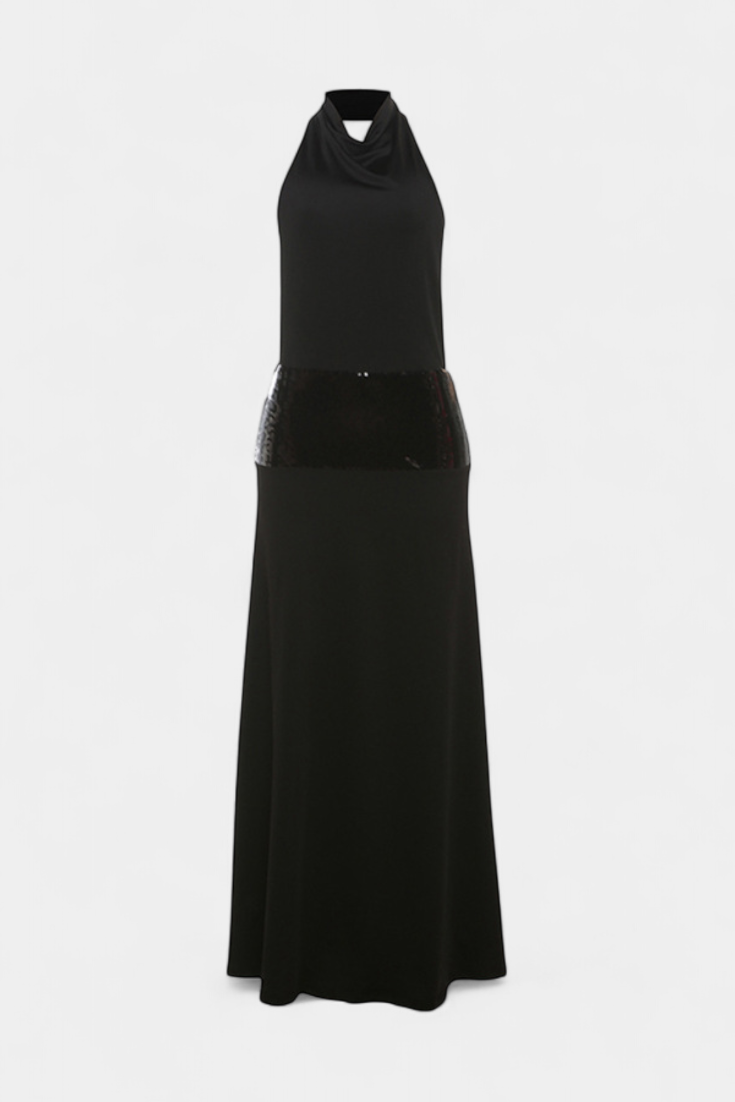 Momount Vestido Maxi de Verão de Mulher – Sem Mangas Decote Halter Drapeado Elegante de Festa
