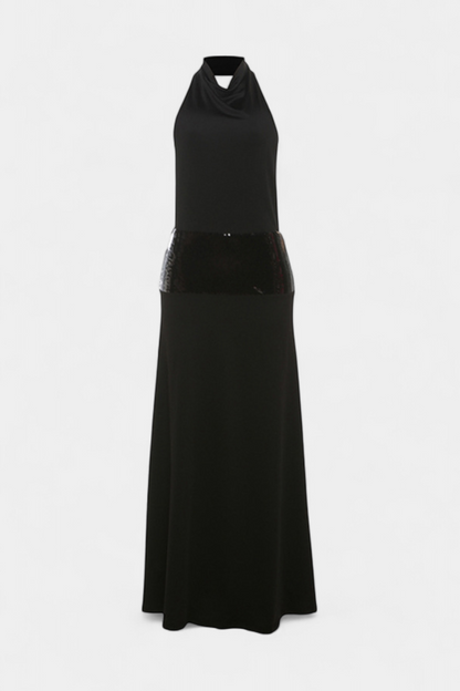 Momount Vestido Maxi de Verão de Mulher – Sem Mangas Decote Halter Drapeado Elegante de Festa
