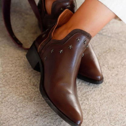 Momount Botins Mulher – Western em Pele com Tachas
