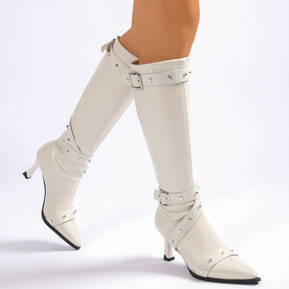 Momount Botas Mulher – Western em Pele com Fivela Salto Kitten