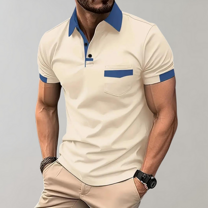 Momount Polo Homem – Bicolor Gola e Bolso Contrastantes Manga Curta