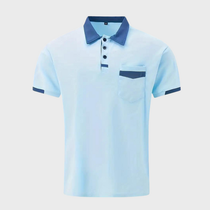 Momount Polo Homem – Bicolor Gola e Bolso Contrastantes Manga Curta