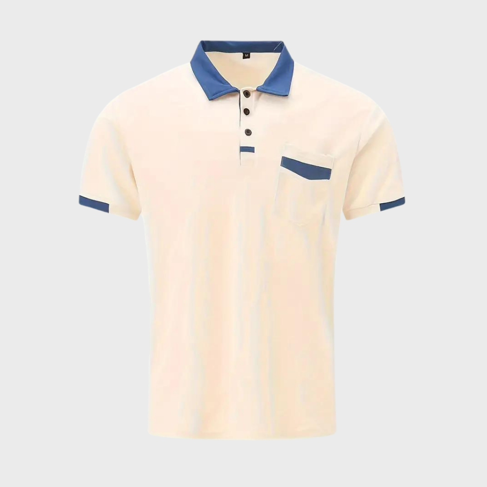 Momount Polo Homem – Bicolor Gola e Bolso Contrastantes Manga Curta