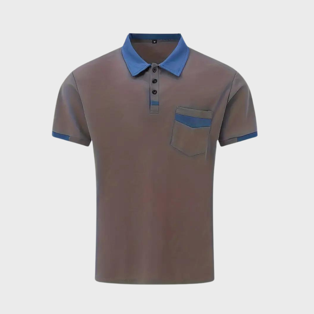 Momount Polo Homem – Bicolor Gola e Bolso Contrastantes Manga Curta
