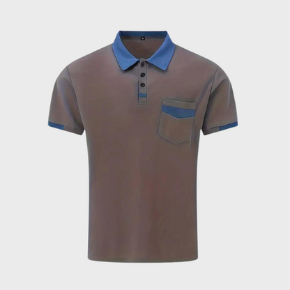 Momount Polo Homem – Bicolor Gola e Bolso Contrastantes Manga Curta