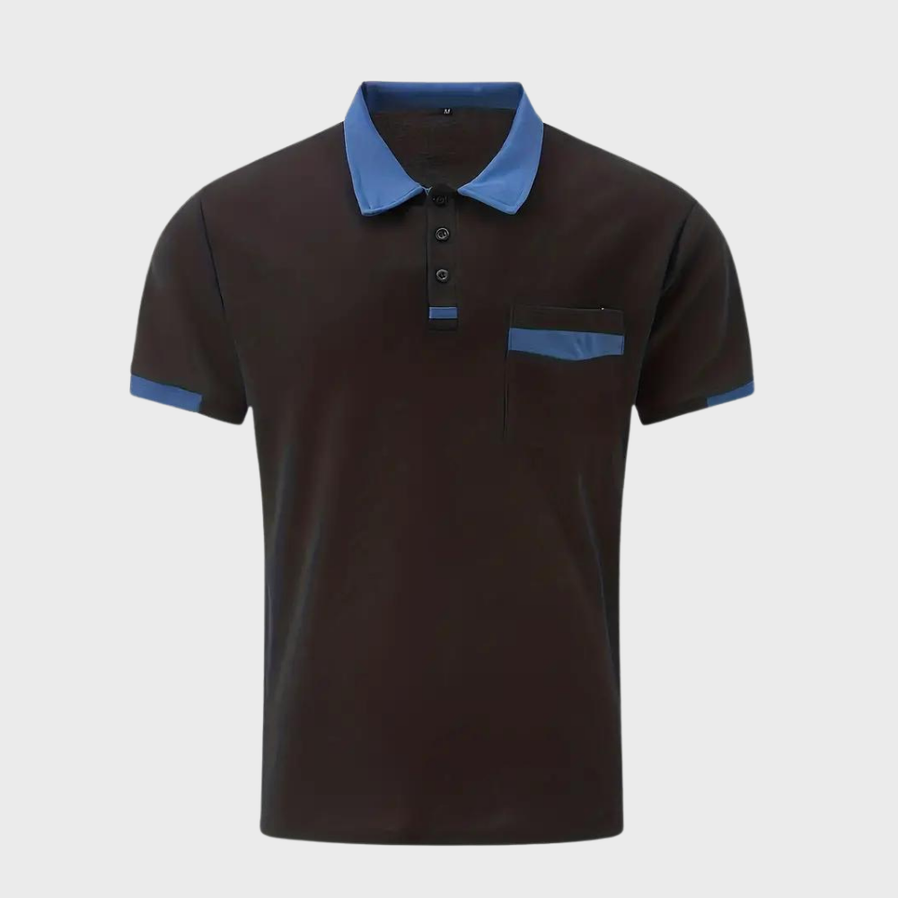Momount Polo Homem – Bicolor Gola e Bolso Contrastantes Manga Curta