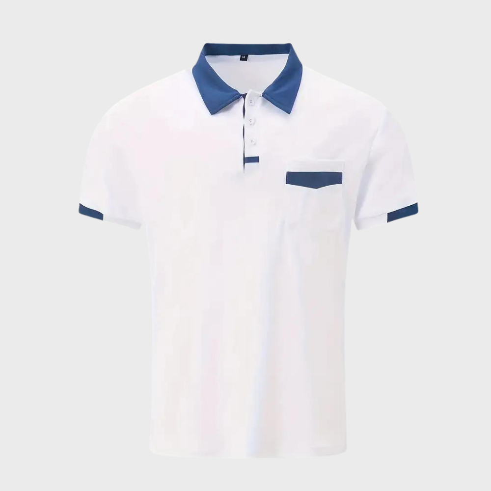 Momount Polo Homem – Bicolor Gola e Bolso Contrastantes Manga Curta