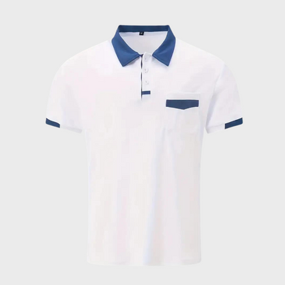Momount Polo Homem – Bicolor Gola e Bolso Contrastantes Manga Curta