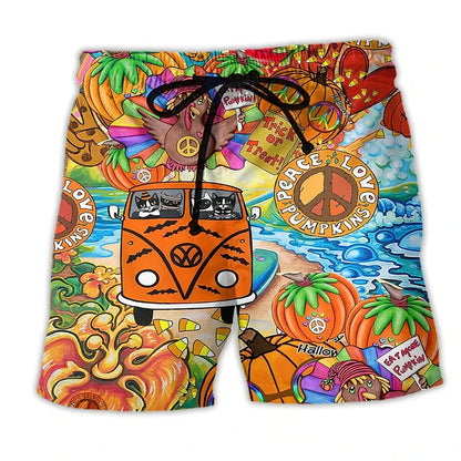 Momount Calções de Banho Homem – Estampado Carrinha Hippie Cordão Verão