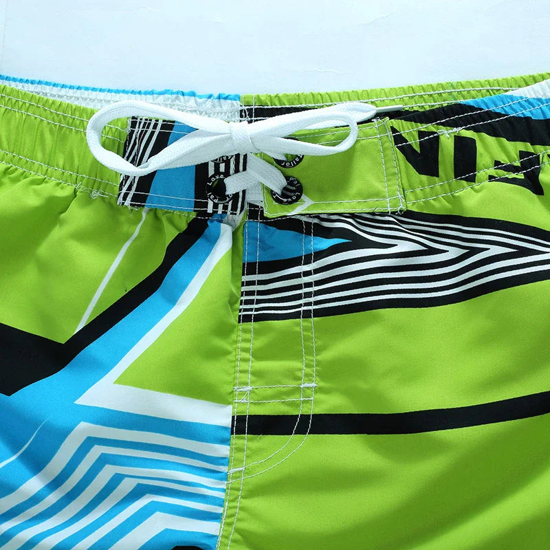 Momount Calções de Banho Homem – Estampado Geométrico Cordão Comprimento ao Joelho Surf