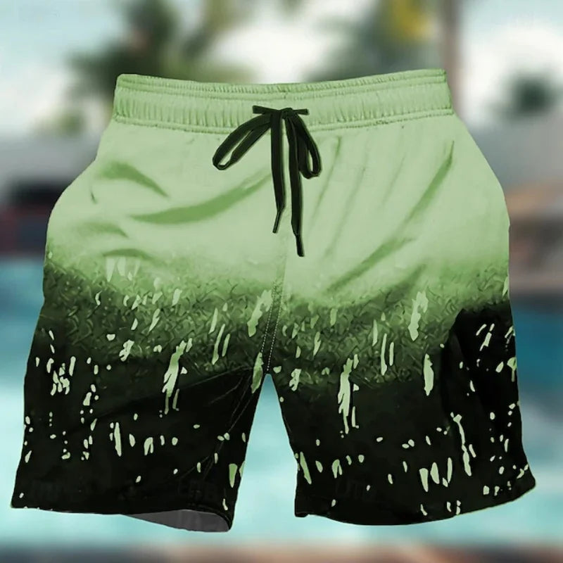Momount Calções de Banho Homem – Splatter de Tinta Degradê Cordão Comprimento Médio