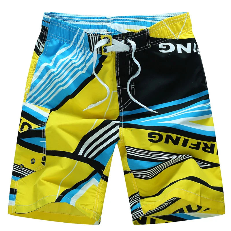 Momount Calções de Banho Homem – Estampado Geométrico Cordão Comprimento ao Joelho Surf