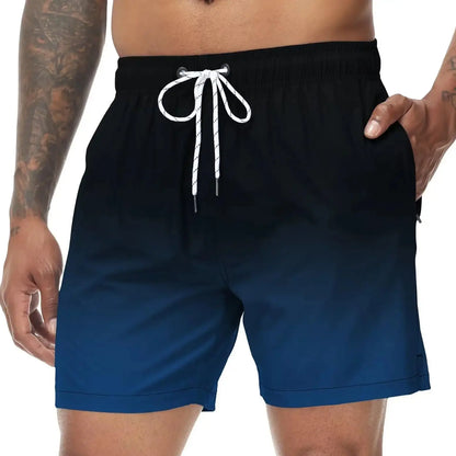 Momount Calções de Banho Homem – Degradê Laranja Cordão Secagem Rápida Praia Verão