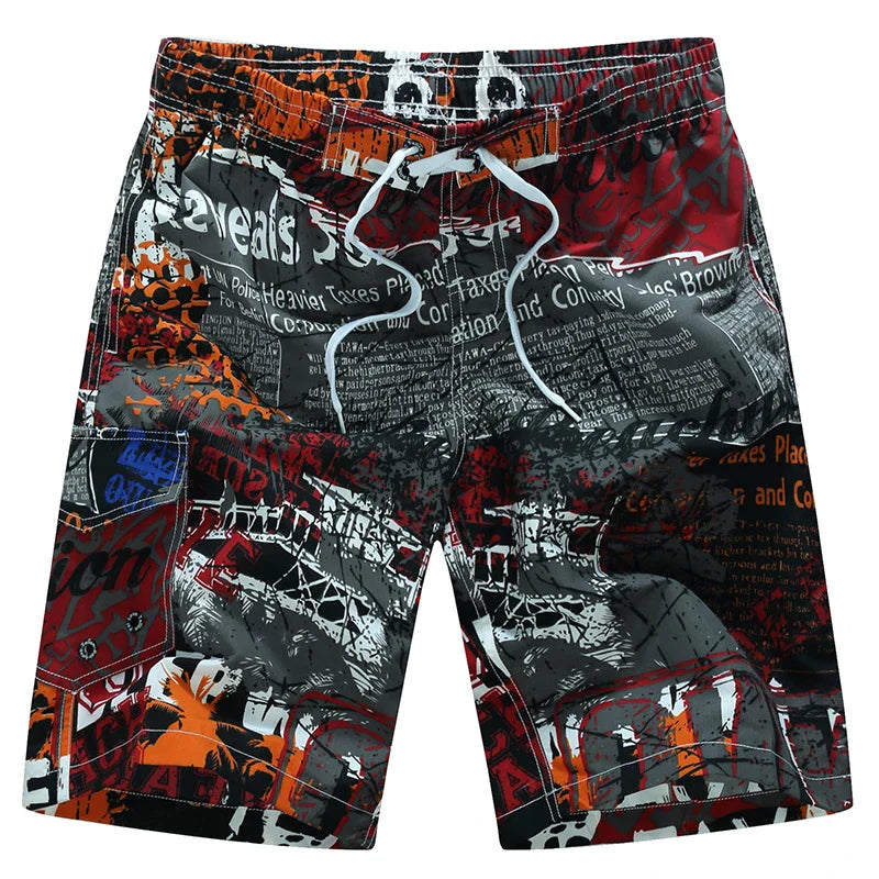 Momount Calções de Banho Homem – Estampado Geométrico Cordão Comprimento ao Joelho Surf