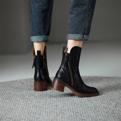Momount Botins Mulher – Western em Pele Salto Largo