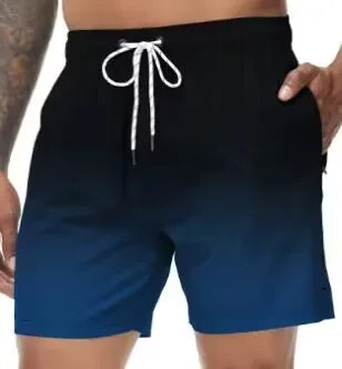 Momount Calções de Banho Homem – Degradê Laranja Cordão Secagem Rápida Praia Verão