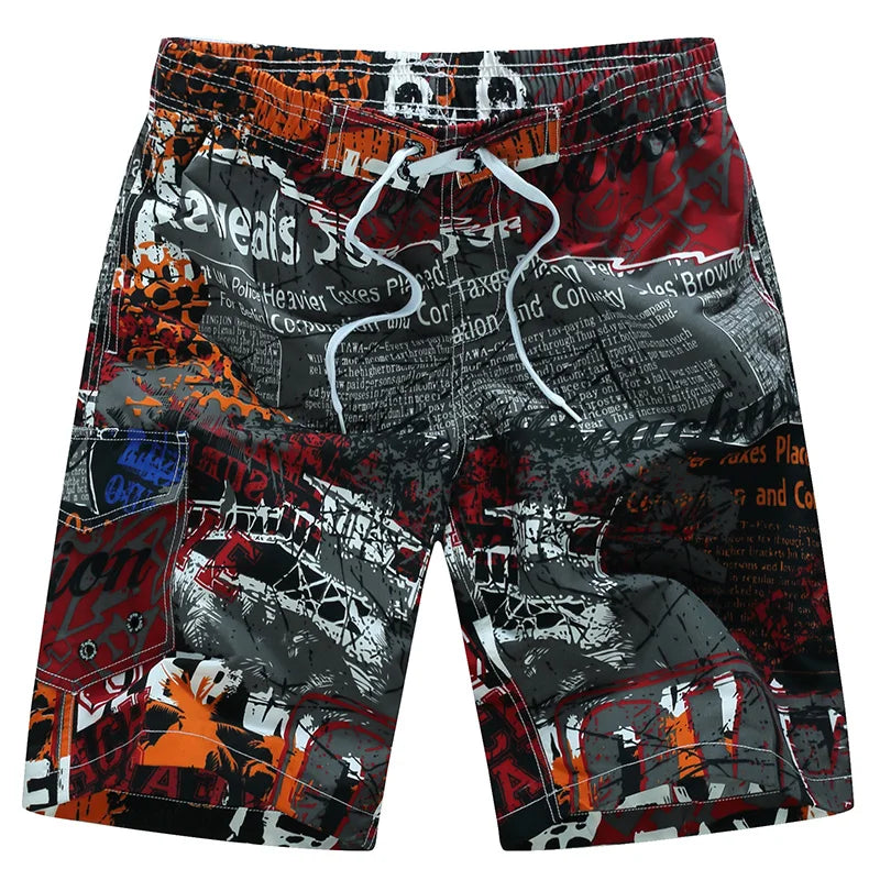 Momount Calções de Banho Homem – Estampado Geométrico Cordão Comprimento ao Joelho Surf