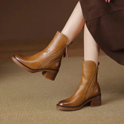 Momount Botins Mulher – Western em Pele Salto Largo