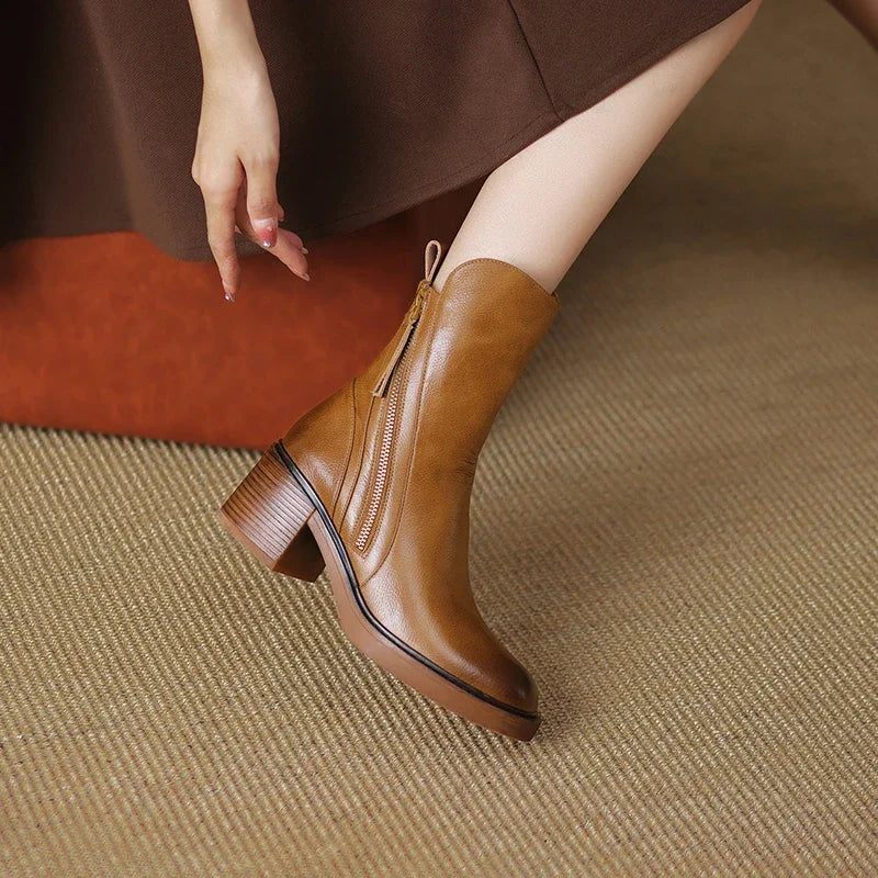 Momount Botins Mulher – Western em Pele Salto Largo