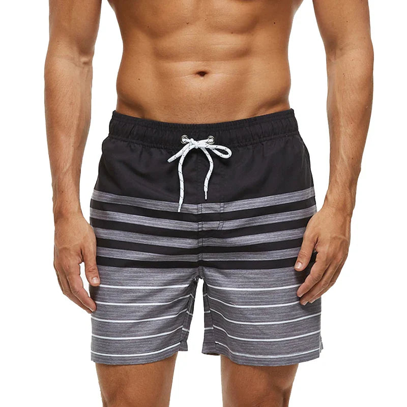 Momount Calções de Banho Homem – Às Riscas Cordão Secagem Rápida Verão Praia