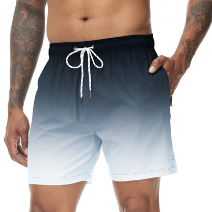 Momount Calções de Banho Homem – Degradê Laranja Cordão Secagem Rápida Praia Verão