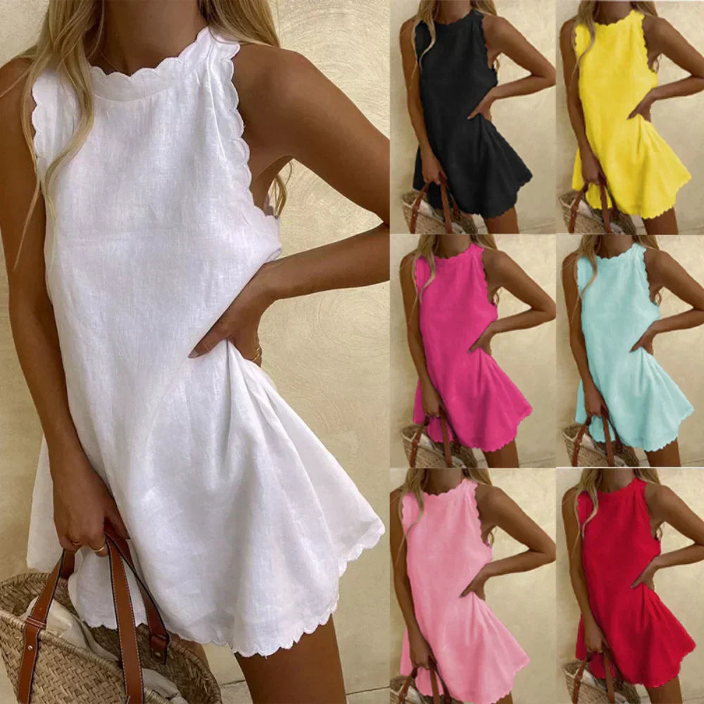 Sonia Mini Vestido de Verão Sem Mangas | Casual, Feminino, Vintage
