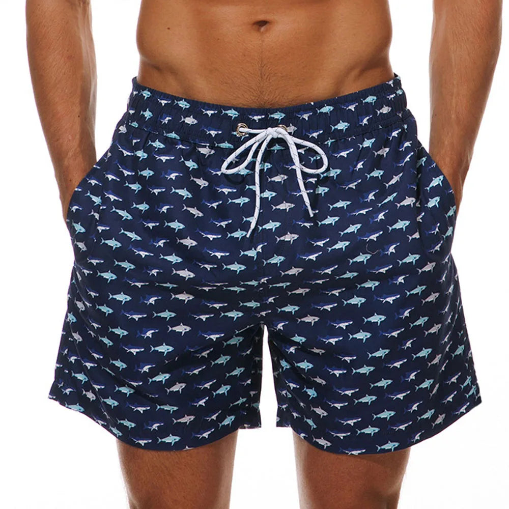 Momount Calções de Banho Homem – Estampado de Kiwi Cordão Secagem Rápida Comprimento Médio