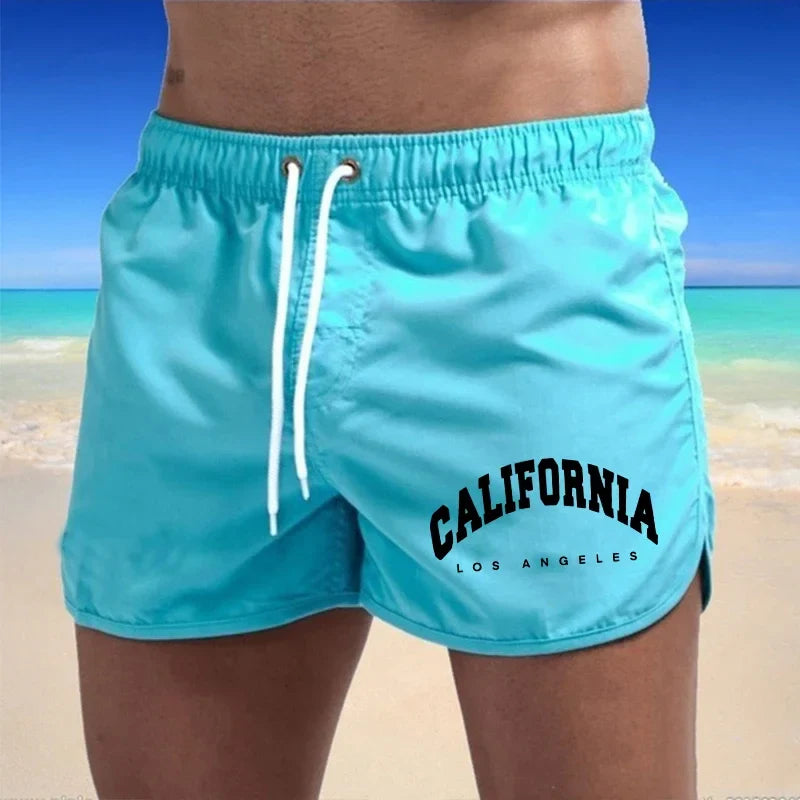Momount Calções de Banho Homem – Estampado California Cordão Secagem Rápida Praia