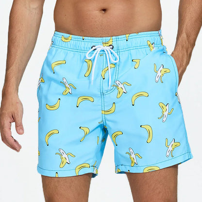 Momount Calções de Banho Homem – Estampado de Kiwi Cordão Secagem Rápida Comprimento Médio