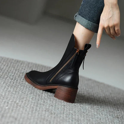 Momount Botins Mulher – Western em Pele Salto Largo